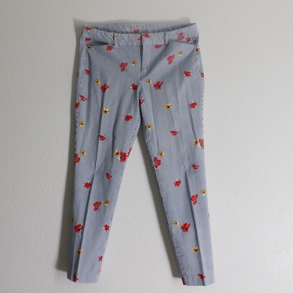 Blue Pinstripe and Floral Old Navy Slacks